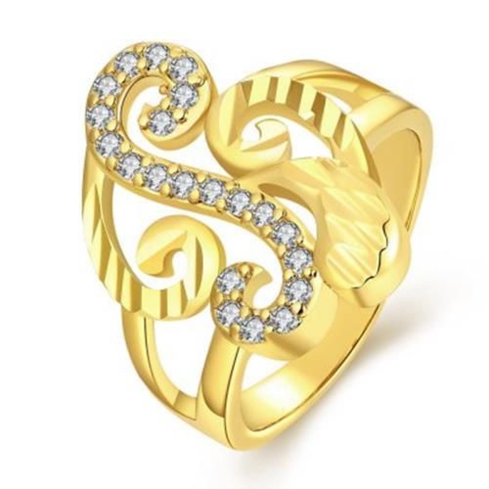 R358-A NICKLE FREE ANTIALLERGIC NEW FASHION JEWELRY WHITE PLATED ZIRCON RING (GOLDEN)