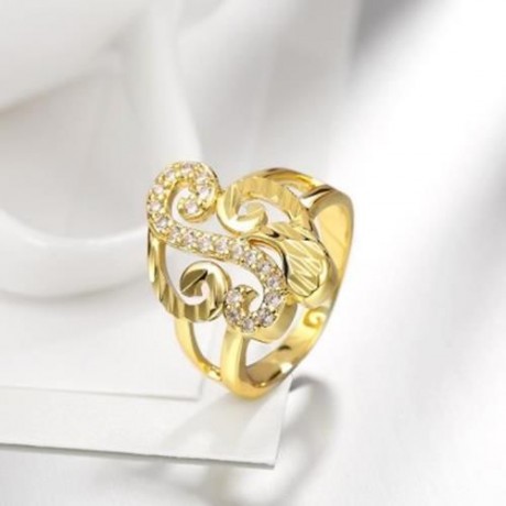 R358-A NICKLE FREE ANTIALLERGIC NEW FASHION JEWELRY WHITE PLATED ZIRCON RING (GOLDEN)