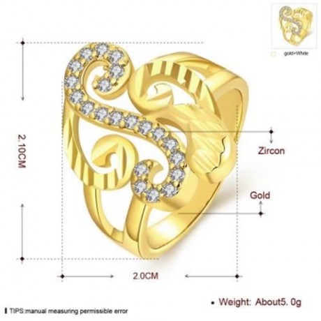 R358-A NICKLE FREE ANTIALLERGIC NEW FASHION JEWELRY WHITE PLATED ZIRCON RING (GOLDEN)