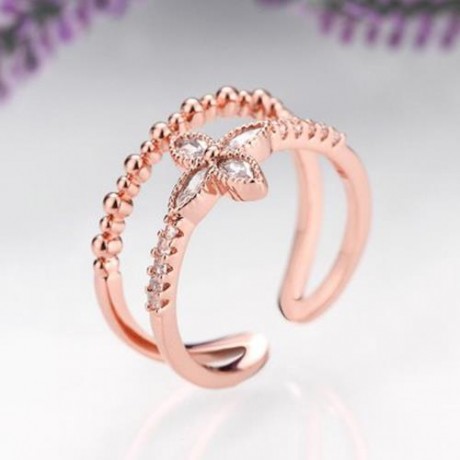 R011-A GOLD PLATED KOREAN STYLE NEW DESIGN FINGER RING FOR LADY (ROSE GOLD)