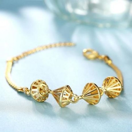 B015-A GRACEFUL INLAID WHITE ZIRCON DIFFERENT TYPES NEW GIFT BRACELET (GOLDEN)