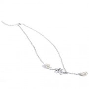 FRESH STYLE LEAF PEARL WATER DROP LADIES NECKLACE (SILVER)