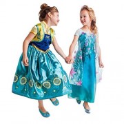 SWEET MANDARIN COLLAR SHORT SLEEVE FLOWER PRINT LONG DRESS FOR GIRLS (BLUE)