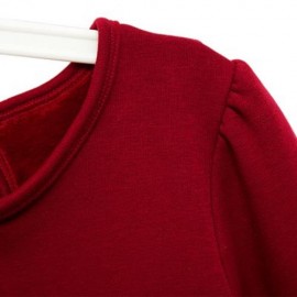 HAN EDITION ROUND COLLAR LONG SLEEVE SOLID COLOR FLOUNCE THICKENING GIRLS DRESS (RED)