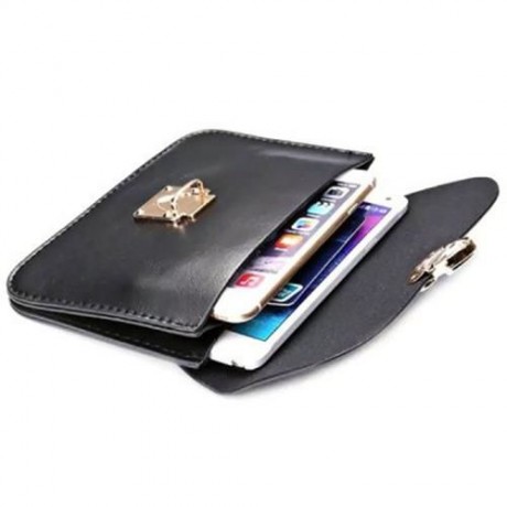 PRACTICAL MULTIFUNCTIONAL 5.5 INCHES PU LEATHER MATERIAL LANYARD PHONE BAG CHANGE POCKET C