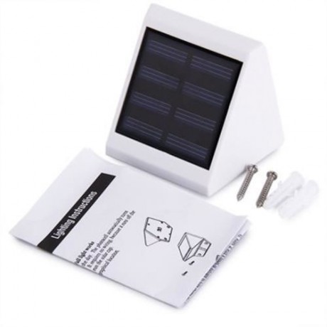 OUTDOOR WATERPROOF 4 LED SOLAR FENCE LIGHT WALL LAMP (WHITE LIGHT)