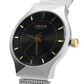 JULIUS JA - 577 WOMEN ULTRATHIN QUARTZ WRIST WATCH STAINLESS STEEL MESH BAND (BLACK)