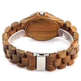BEWELL ZS-W038A SANDALWOOD WOODEN MEN WOMEN QUARTZ WATCH WITH LUMINOUS HANDS (MAPLE WOOD)
