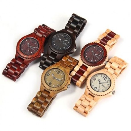 BEWELL ZS-W038A SANDALWOOD WOODEN MEN WOMEN QUARTZ WATCH WITH LUMINOUS HANDS (MAPLE WOOD)