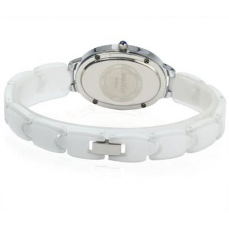 WEIQIN W3216 CRYSTAL RHINESTONE SHELL OVAL DIAL FEMALE QUARTZ WATCH WITH WHITE CERAMIC STR