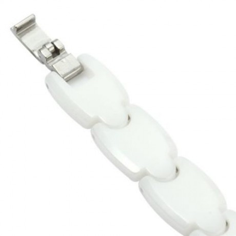 WEIQIN W3216 CRYSTAL RHINESTONE SHELL OVAL DIAL FEMALE QUARTZ WATCH WITH WHITE CERAMIC STR