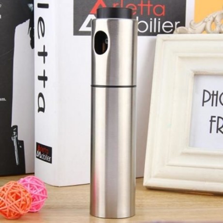 SILVER STAINLESS STEEL OLIVE OIL SPRAYING BOTTLE VINEGAR SPRAYER 135ML (SILVER)