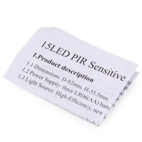 PIR INFRARED 15 LED AUTO MOTION SENSOR DETECTOR WIRELESS NIGHT LIGHT LAMP (BLACK)