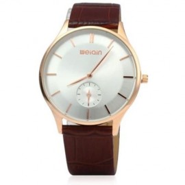 WEIQIN W23041 MALE ULTRATHIN ANALOG QUARTZ WATCH LEATHER BAND SMALL SEPARATED SECOND DIAL 
