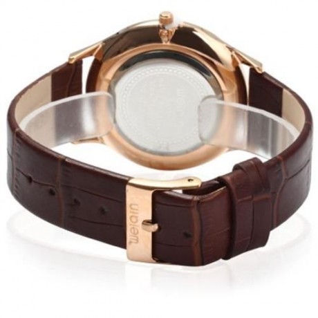 WEIQIN W23053B MALE ULTRATHIN ANALOG QUARTZ WATCH LEATHER BAND DATE DISPLAY (COFFEE GOLDEN
