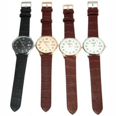 WEIQIN W23053B MALE ULTRATHIN ANALOG QUARTZ WATCH LEATHER BAND DATE DISPLAY (COFFEE GOLDEN