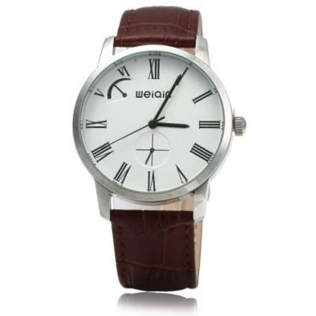 WEIQIN W23056 MALE ANALOG QUARTZ WATCH LEATHER BAND 5ATM WATER RESISTANT SMALL DIAL DECORA
