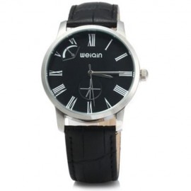 WEIQIN W23056 MALE ANALOG QUARTZ WATCH LEATHER BAND 5ATM WATER RESISTANT SMALL DIAL DECORA