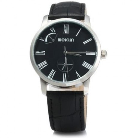 WEIQIN W23056 MALE ANALOG QUARTZ WATCH LEATHER BAND 5ATM WATER RESISTANT SMALL DIAL DECORA