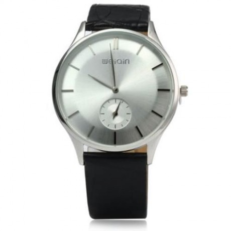 WEIQIN W23041 MALE ULTRATHIN ANALOG QUARTZ WATCH LEATHER BAND SMALL SEPARATED SECOND DIAL 