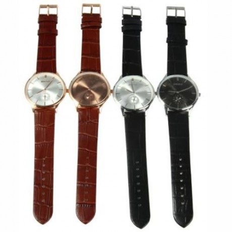 WEIQIN W23041 MALE ULTRATHIN ANALOG QUARTZ WATCH LEATHER BAND SMALL SEPARATED SECOND DIAL 