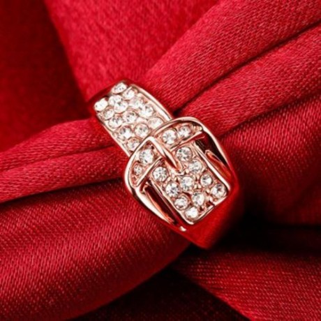 R063 NICKLE FREE ANTIALLERGIC NEW FASHION JEWELRY GOLD PLATED RING (ROSE GOLD)