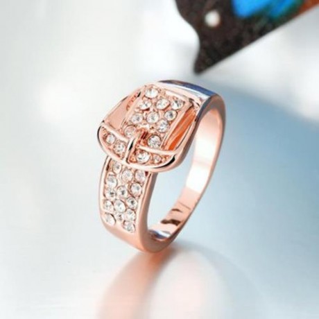 R063 NICKLE FREE ANTIALLERGIC NEW FASHION JEWELRY GOLD PLATED RING (ROSE GOLD)