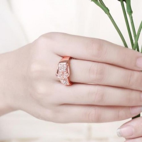R063 NICKLE FREE ANTIALLERGIC NEW FASHION JEWELRY GOLD PLATED RING (ROSE GOLD)
