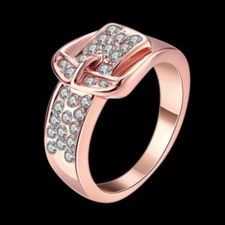 R063 NICKLE FREE ANTIALLERGIC NEW FASHION JEWELRY GOLD PLATED RING (ROSE GOLD)