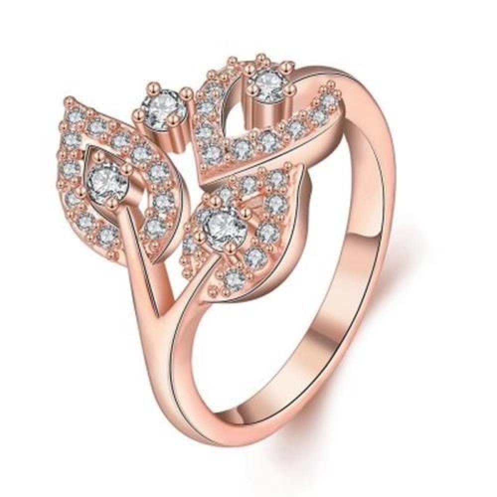 R402-C-8 NICKLE FREE ANTIALLERGIC NEW FASHION JEWELRY ZIRCON RING (ROSE GOLD)