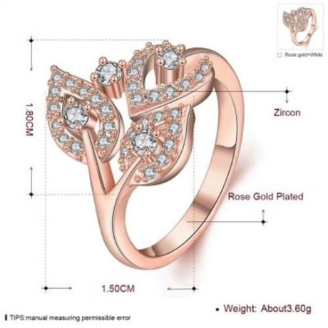 R402-C-8 NICKLE FREE ANTIALLERGIC NEW FASHION JEWELRY ZIRCON RING (ROSE GOLD)