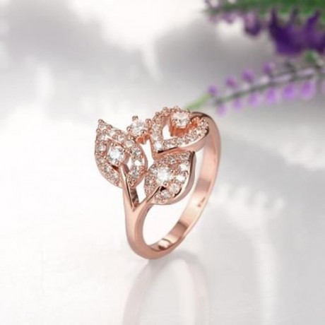 R402-C-8 NICKLE FREE ANTIALLERGIC NEW FASHION JEWELRY ZIRCON RING (ROSE GOLD)