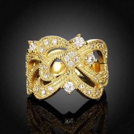 R400-A-8 NICKLE FREE ANTIALLERGIC NEW FASHION JEWELRY ZIRCON RING (GOLDEN)