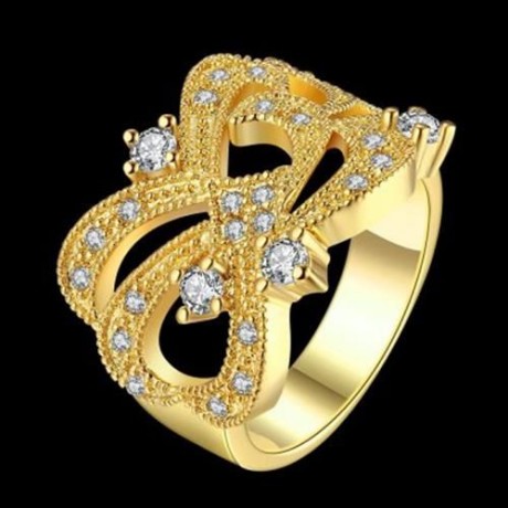 R400-A-8 NICKLE FREE ANTIALLERGIC NEW FASHION JEWELRY ZIRCON RING (GOLDEN)