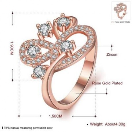 R403-B-8 NICKLE FREE ANTIALLERGIC NEW FASHION JEWELRY ZIRCON RING (ROSE GOLD)