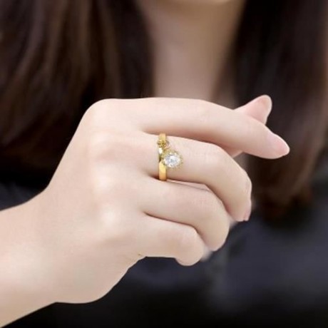 R406-A NICKLE FREE ANTIALLERGIC NEW FASHION JEWELRY ZIRCON RING (GOLDEN)