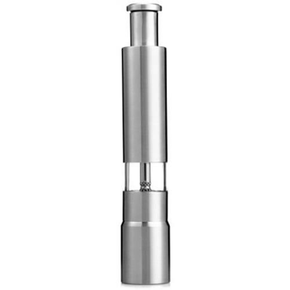STAINLESS STEEL THUMB PUSH MANUAL SALT PEPPER SPICE MILL GRINDER (SILVER)