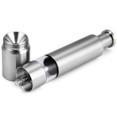STAINLESS STEEL THUMB PUSH MANUAL SALT PEPPER SPICE MILL GRINDER (SILVER)