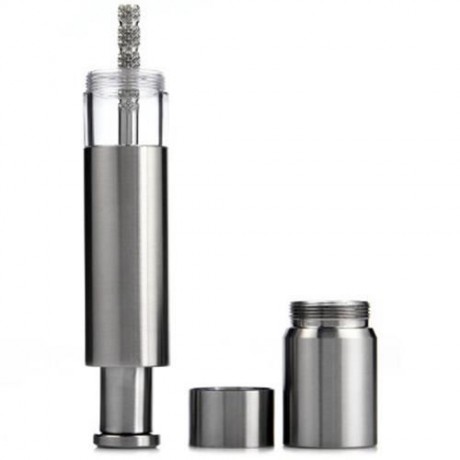 STAINLESS STEEL THUMB PUSH MANUAL SALT PEPPER SPICE MILL GRINDER (SILVER)