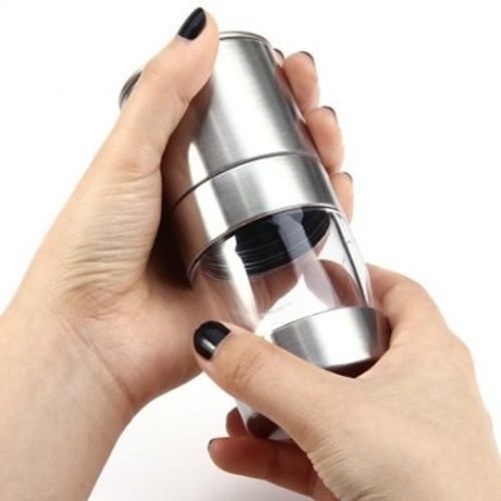 PORTABLE STAINLESS STEEL MANUAL SALT PEPPER SPICE MILL GRINDER KITCHEN ACCESSARIES (SILVER