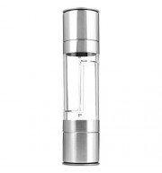 2 IN 1 STAINLESS STEEL MANUAL SALT PEPPER MILL GRINDER SEASONING COOKING TOOLS (SILVER)