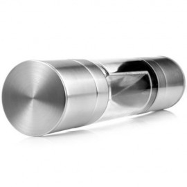 2 IN 1 STAINLESS STEEL MANUAL SALT PEPPER MILL GRINDER SEASONING COOKING TOOLS (SILVER)