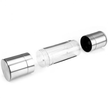 2 IN 1 STAINLESS STEEL MANUAL SALT PEPPER MILL GRINDER SEASONING COOKING TOOLS (SILVER)