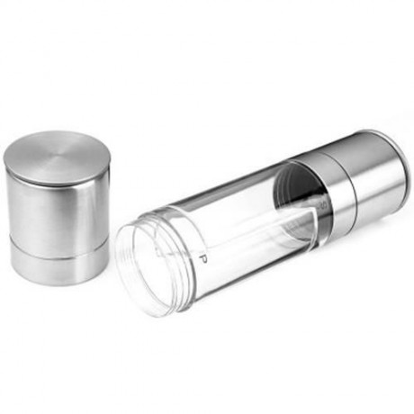 2 IN 1 STAINLESS STEEL MANUAL SALT PEPPER MILL GRINDER SEASONING COOKING TOOLS (SILVER)