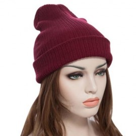 CHIC SOLID COLOR WARM SOFT SKULLIES BEANIE KNIT CAP (CLARET)