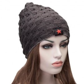 FASHIONABLE STAR DECORATED TWO-DOUBLE KNITED SKULLIES BEANIE HAT (DEEP GRAY)