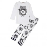 TRENDY ROUND NECK LONG SLEEVE COTTON ANIMAL PRINT BABY BOYS SUIT (WHITE)
