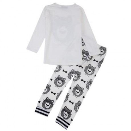 TRENDY ROUND NECK LONG SLEEVE COTTON ANIMAL PRINT BABY BOYS SUIT (WHITE)