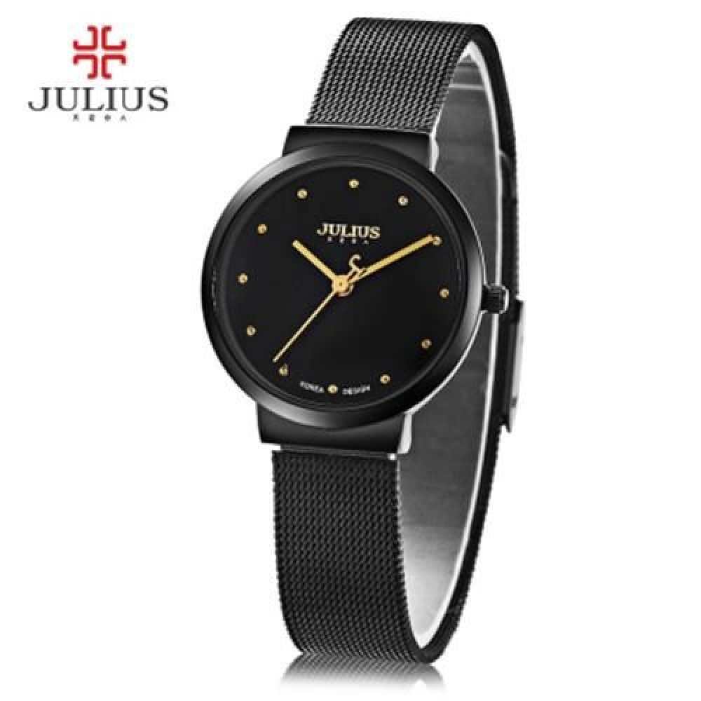 JULIUS JA - 426L WOMEN ULTRATHIN QUARTZ WRIST WATCH (BLACK)