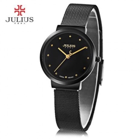 JULIUS JA - 426L WOMEN ULTRATHIN QUARTZ WRIST WATCH (BLACK)